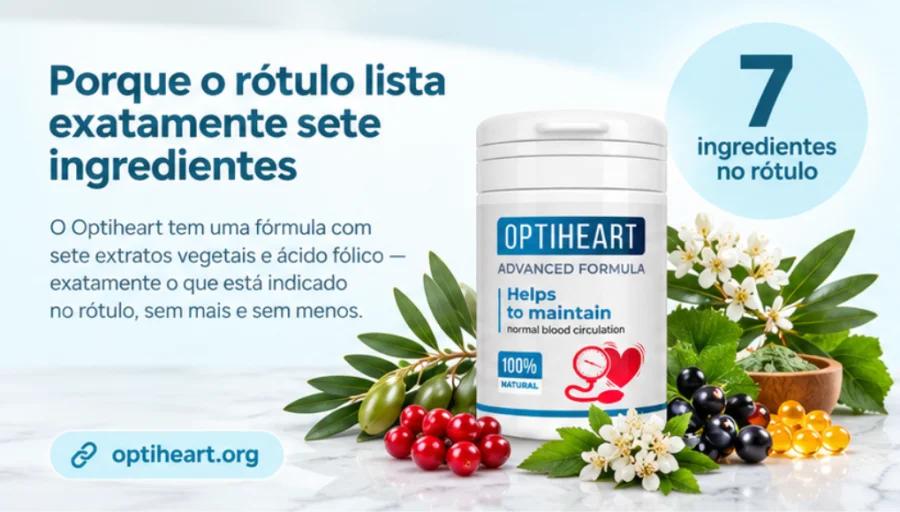 Optiheart — etiketa se sedmi složkami na lahvičce