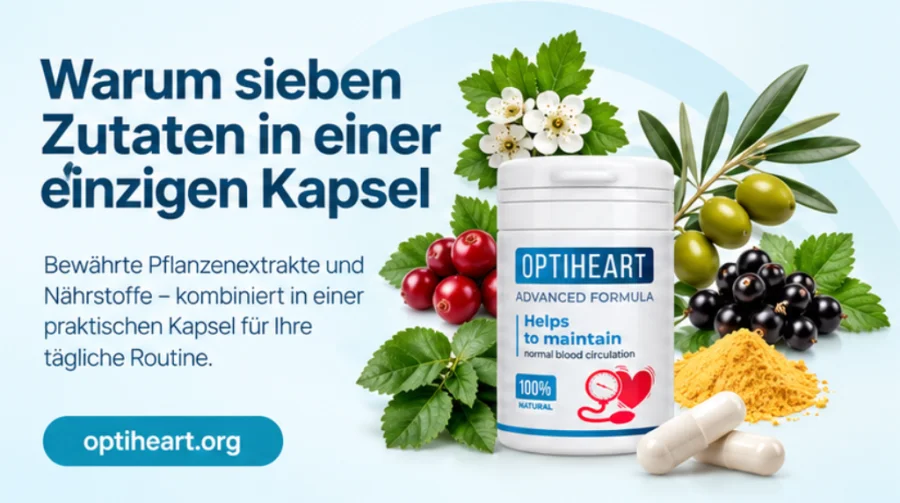 Optiheart — etiketa se sedmi složkami na lahvičce