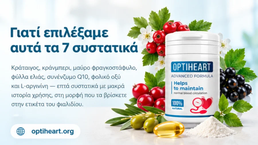 Optiheart — etiketa se sedmi složkami na lahvičce