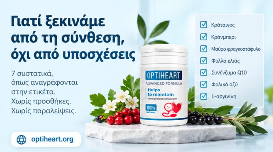 Optiheart — etiketa se sedmi složkami na lahvičce